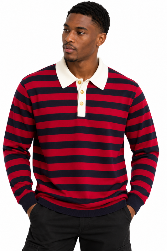Giesto red/navy stripped polo shirt