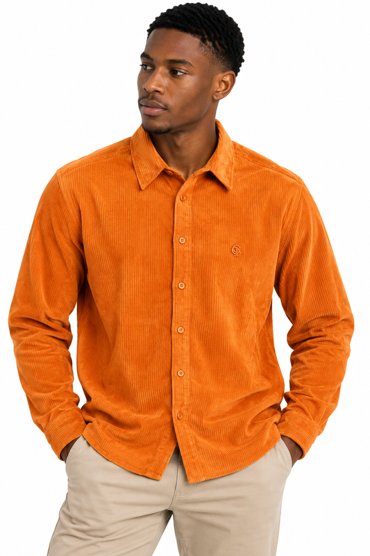 Giesto corduroy button up shirt orange