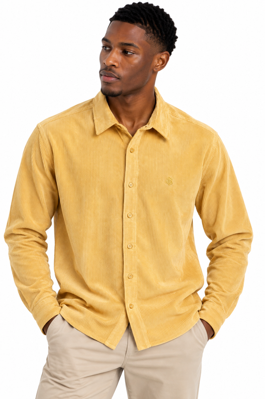 Giesto corduroy button up shirt in yellow