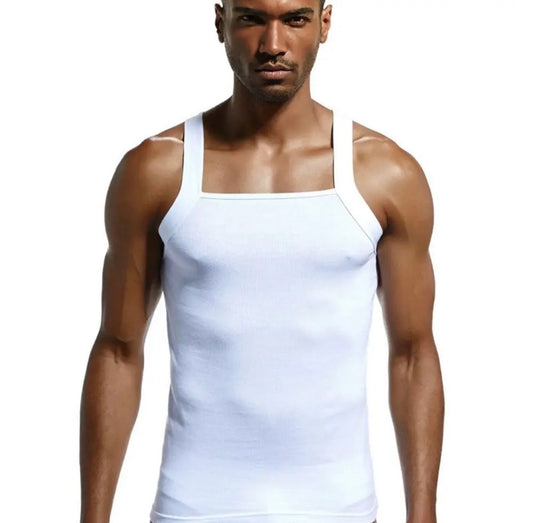 Men tank top vest in white