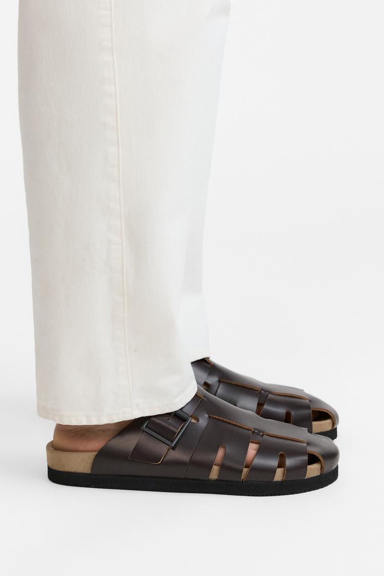 ZARA LEATHER CLOG CAGE SANDALS