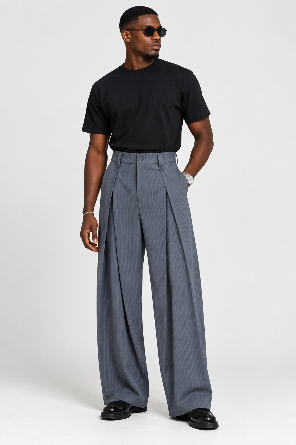 Office pants in grey stripe