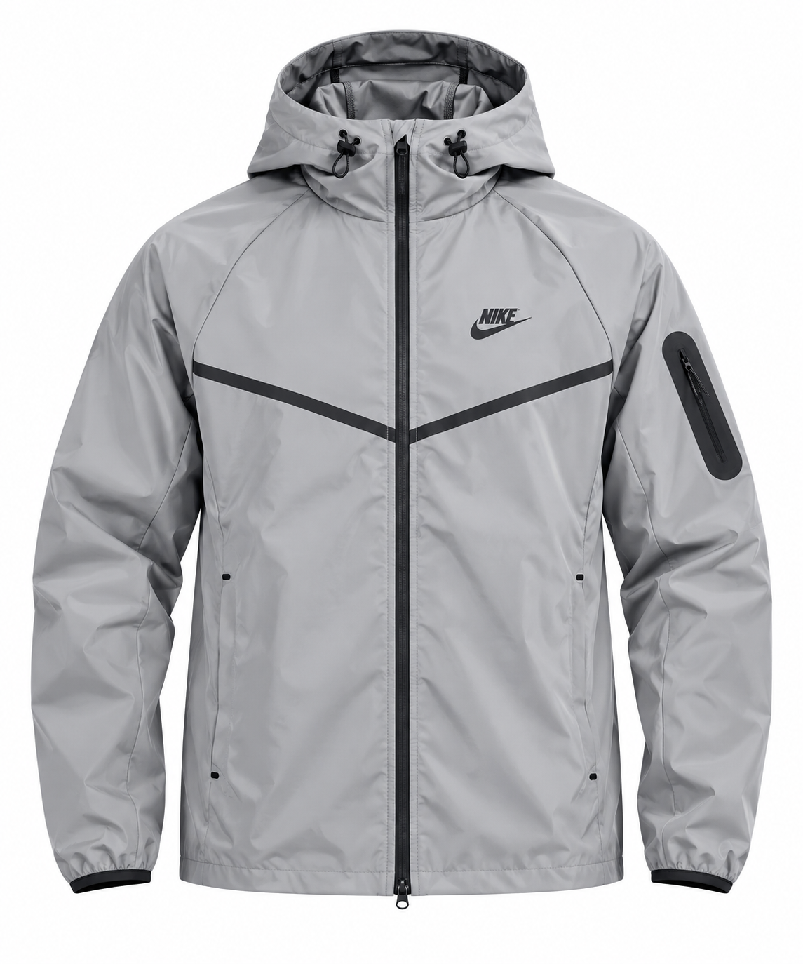 Grey Nike tech hooded windbreaker jacket