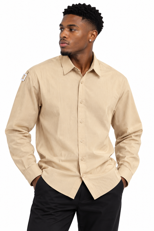 Retro cl beige longsleeve button up shirt