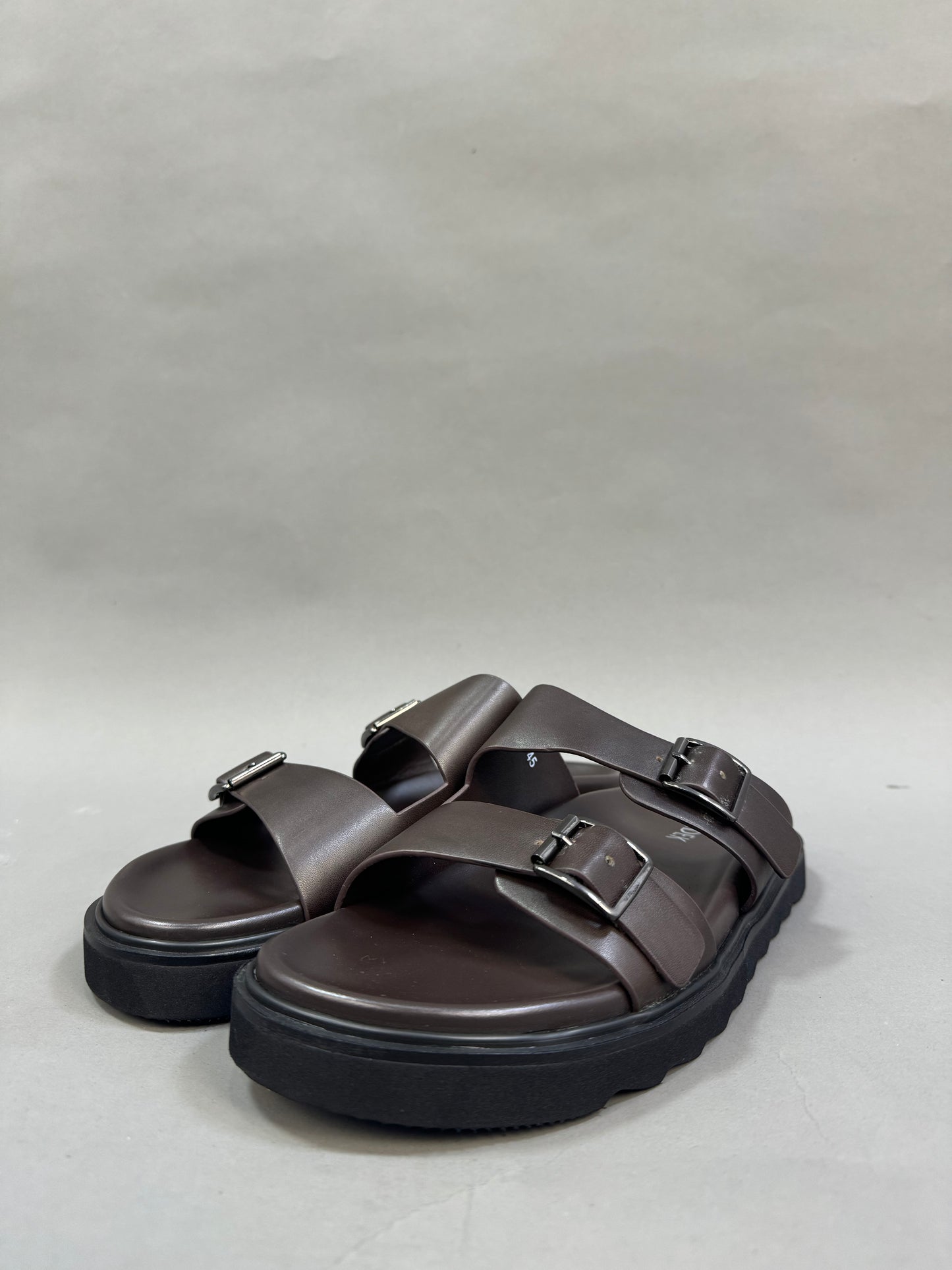 Zedek double strap slides in brown