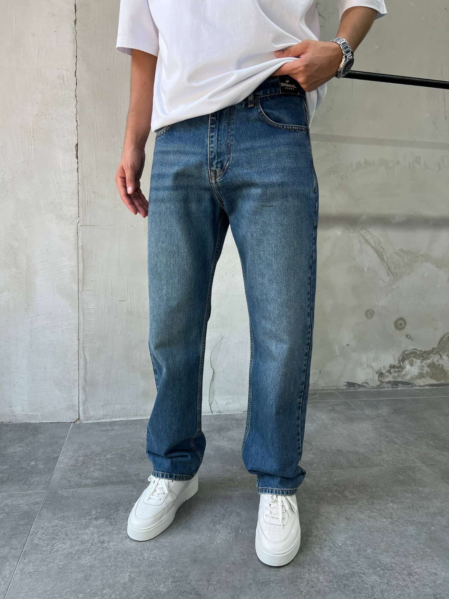 DIFRANSEL DENIM JEANS IN WASHED NAVY BLUE