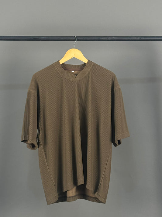 Zedek Revere T-shirt in brown