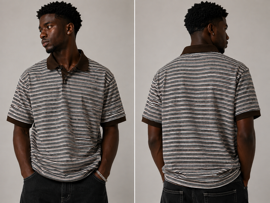 A wspikyhead stripped tee in brown