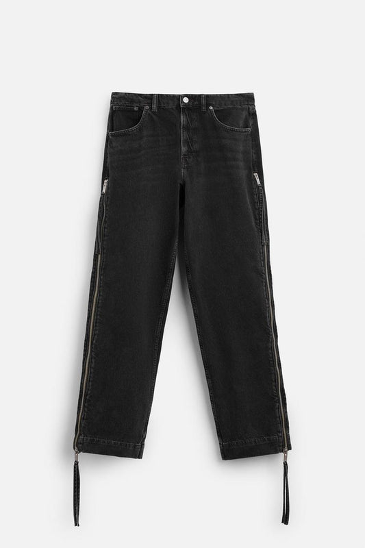 ZARA BELL BOTTOM JEANS WITH SIDE ZIPS