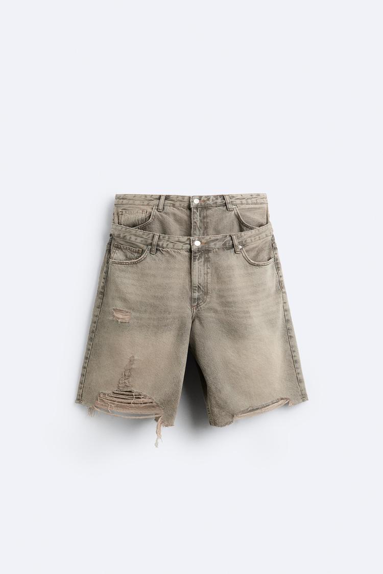 ZARA DENIM BERMUDA SHORTS WITH DOUBLE WAIST BAND