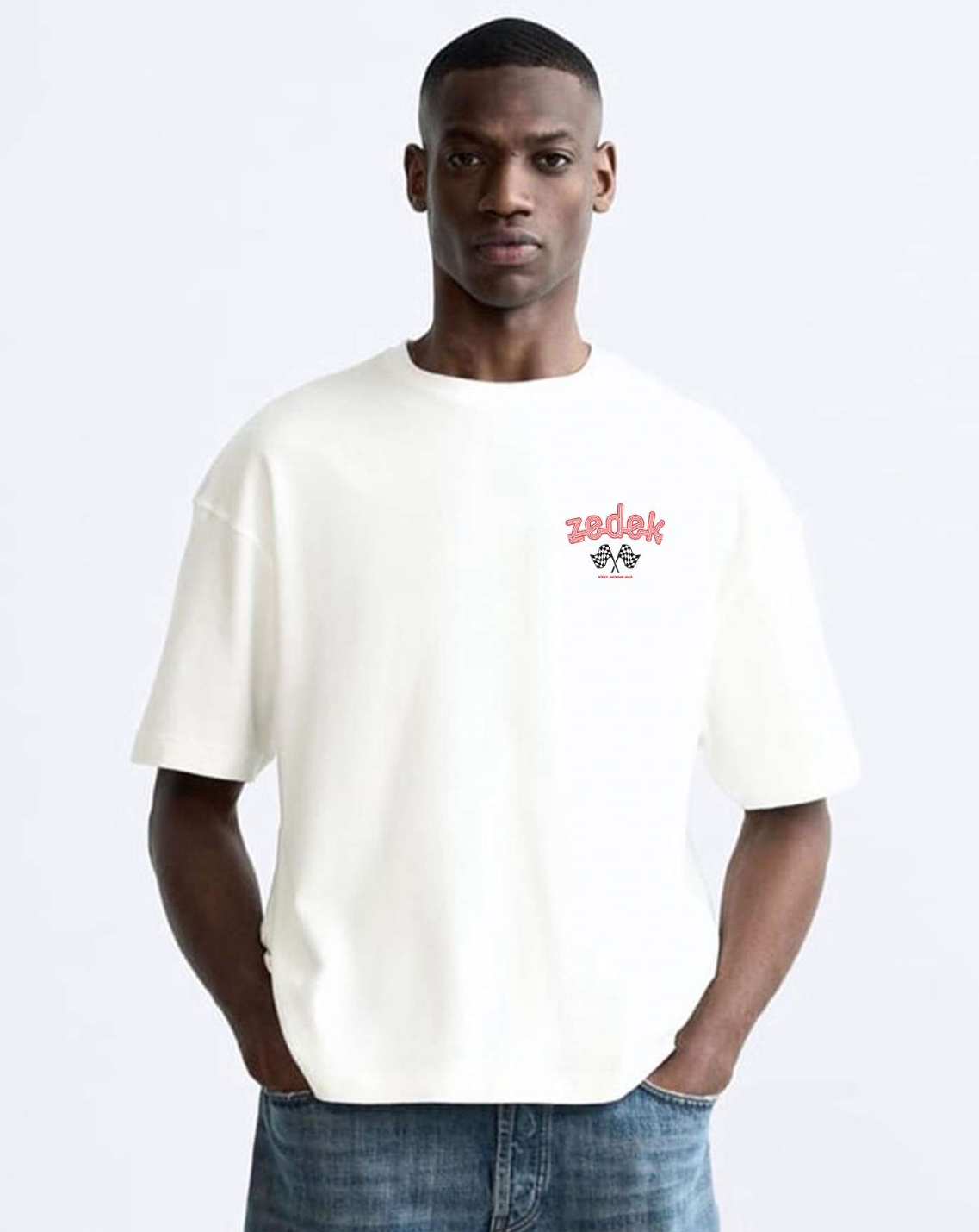 Zedek studio racing tee in white