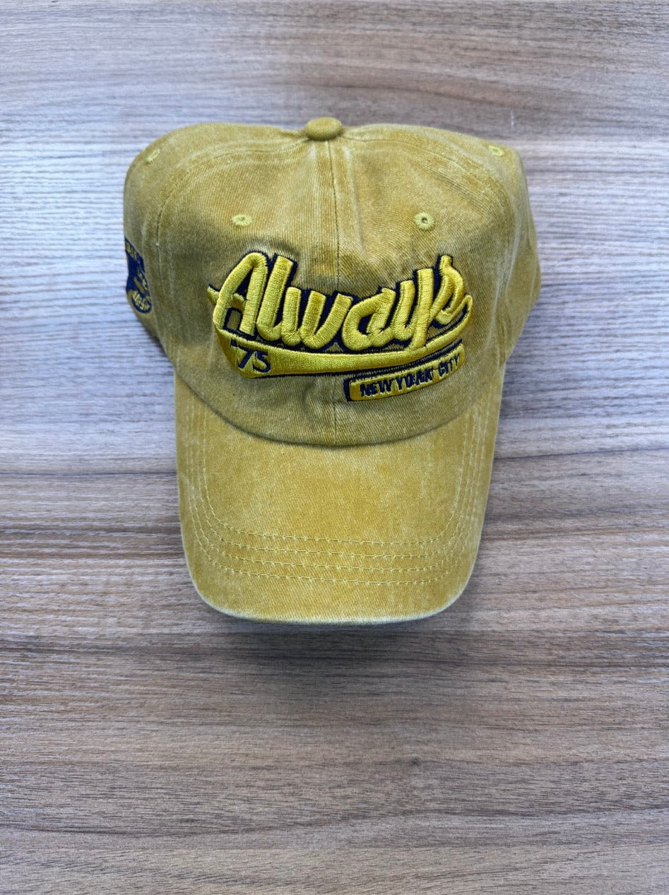 ALWAYS DENIM ADJUSTABLE HAT in yellow