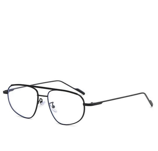 Double beam black frame with transparent lens glasses