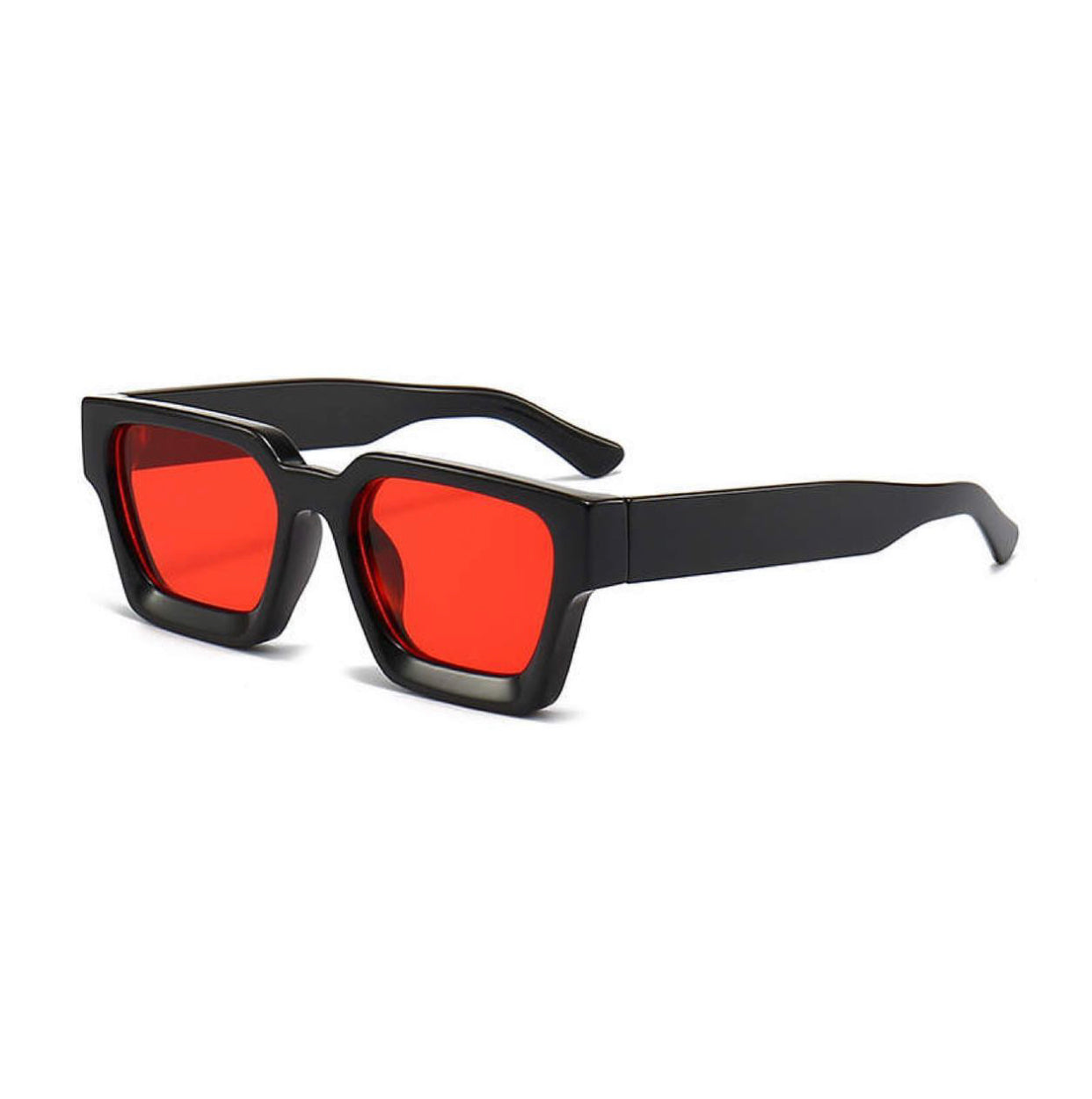 Retro Chunky red lens Rectangle sunglasses