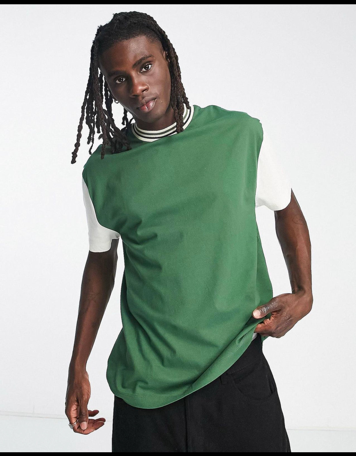 Relaxed t-shirt in green contrast