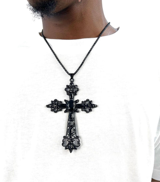 Black cross pendant necklace