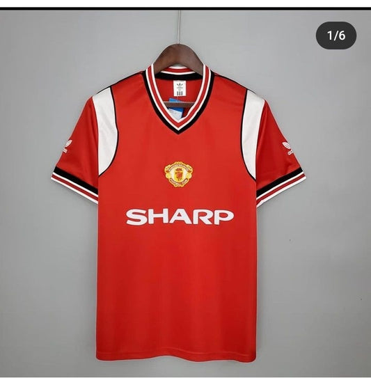 Manchester united 85/86 home soccer retro jersey