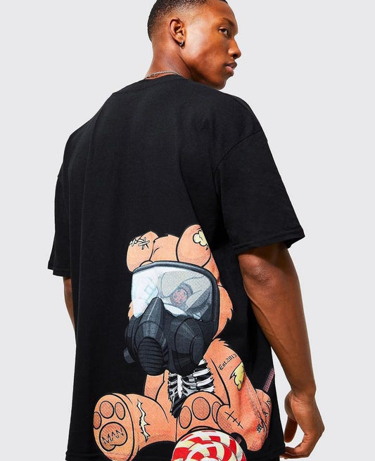 Oversized extended neck Evil Teddy t-shirt