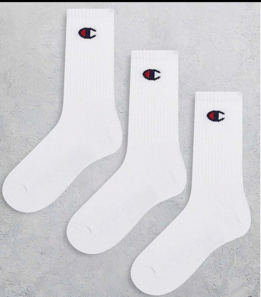 Champion 3 pack logo crew socks long