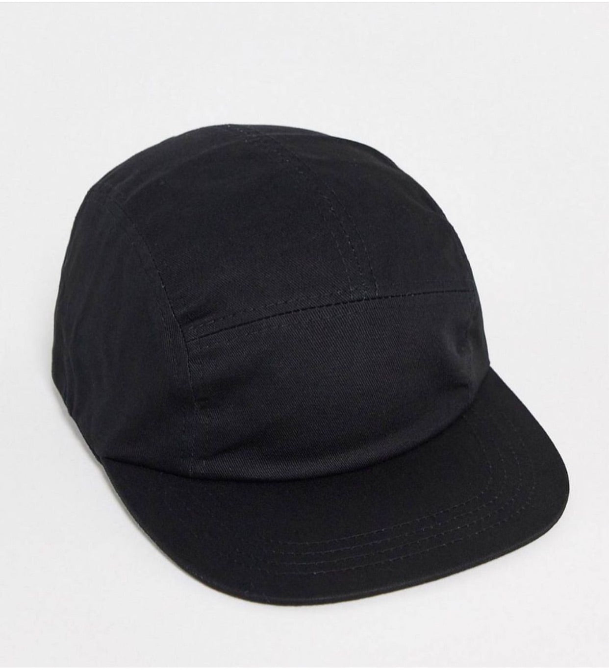 5 panel twill cap in black