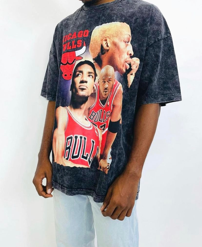 Chicago bulls oversized washed graphic front and back printed tee