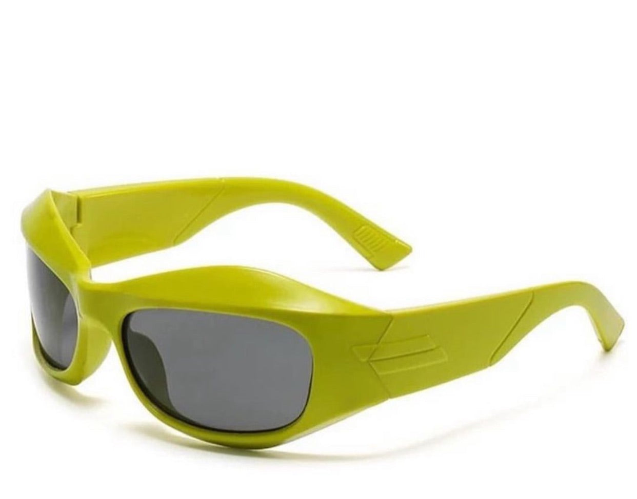 Wrap around acetate glasses in olive green