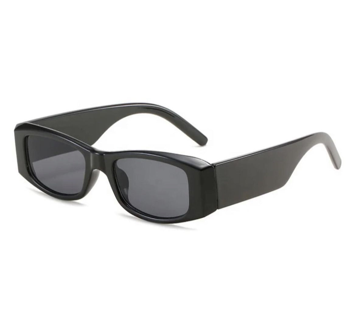Vintage retro rectangle sunglasses in black