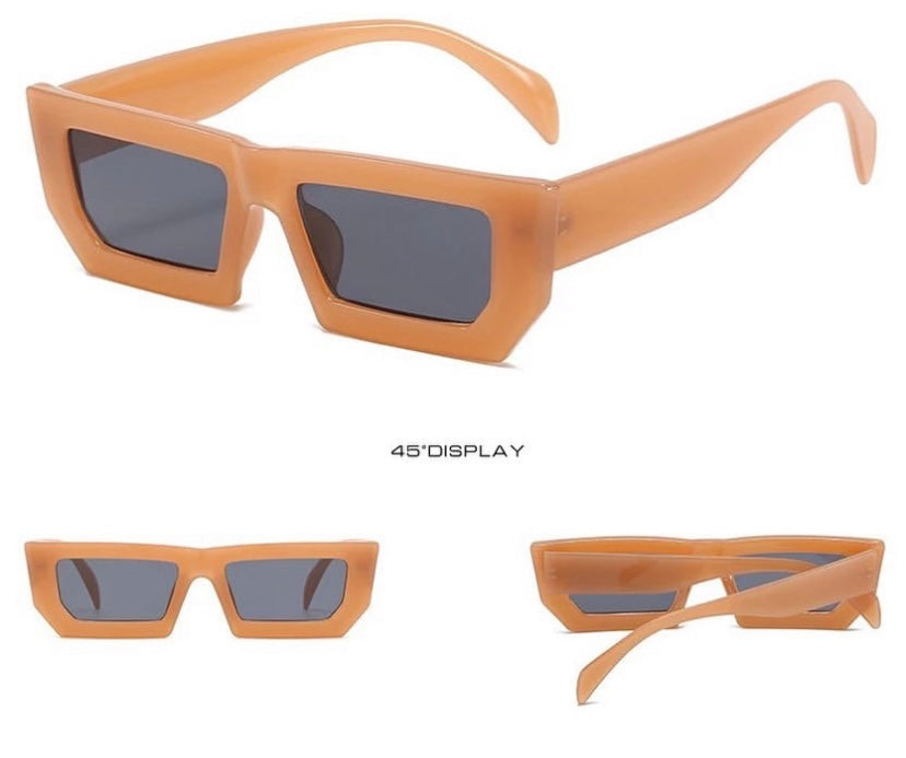 Small Rectangle Sunglasses  Retro Jelly Colour(3pcs