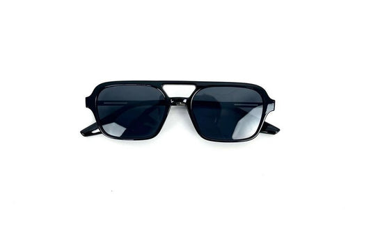Retro double bridges pilot sunglass in black