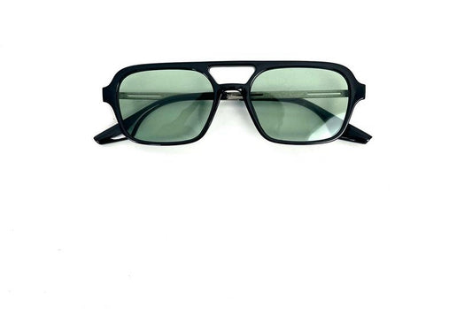 Retro double bridge pilot sunglass in green