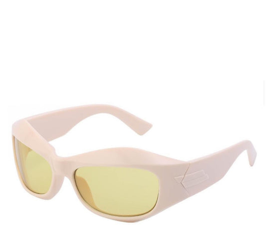 Wrap around acetate glasses in beige