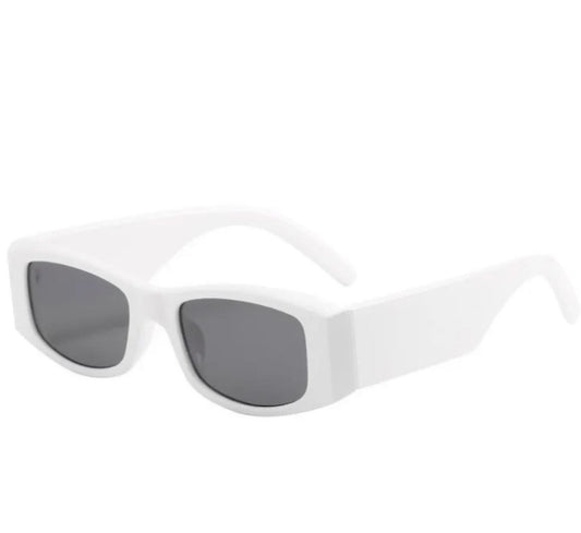 Vintage retro rectangle sunglasses in white