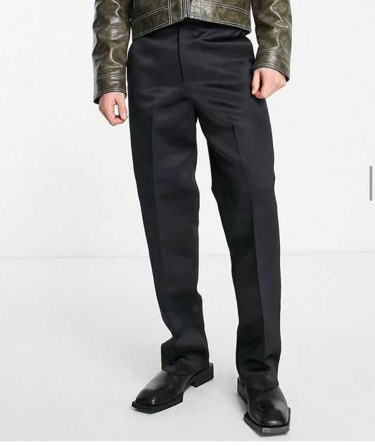 Tapered smart trousers in black high shine